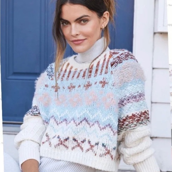 Anthropologie | Daily Practice Multicoloured Wool Cropped Sweater Size S/XS - Picture 1 of 13